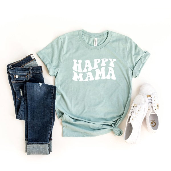 Happy Mama Wavy Short Sleeve Graphic Tee