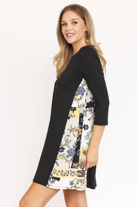 Side Contrast A Line Tunic Dress