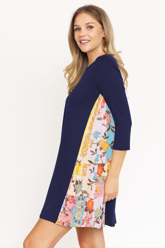 Side Contrast A Line Tunic Dress