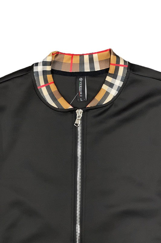 Men's Checkered Plaid Full Zip Track Jacket