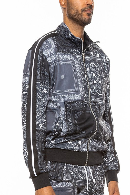 Men Paisley Bandana Track Jacket