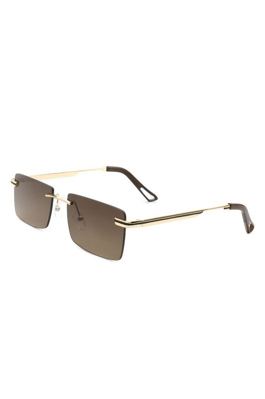 Rectangle Rimless Retro Flat top Sunglasses