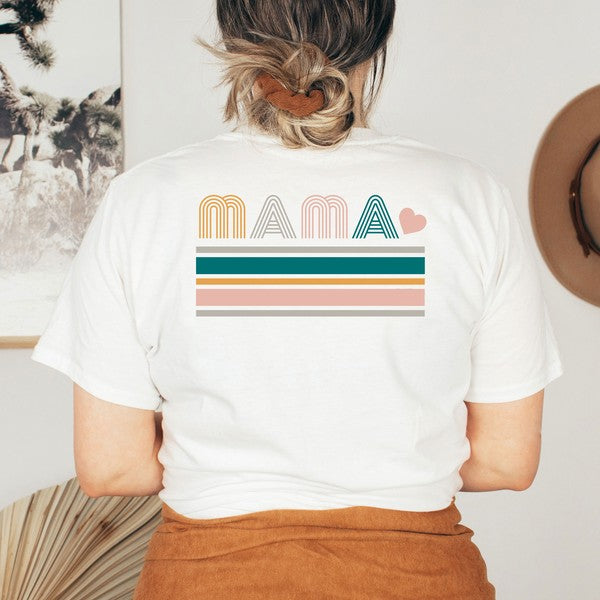 Retro Mama Stripes Front & Back Graphic Tee