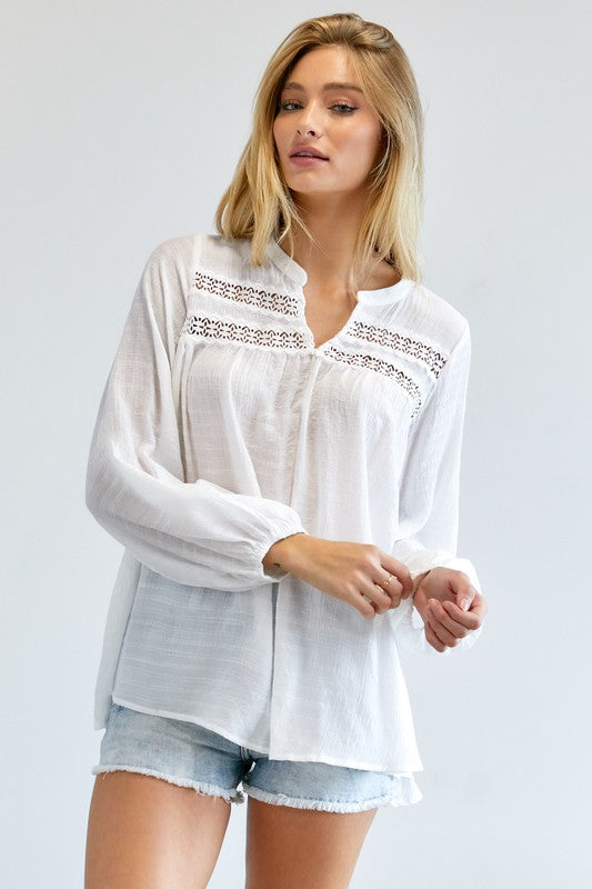 SOLID V NECK BLOUSE TOP