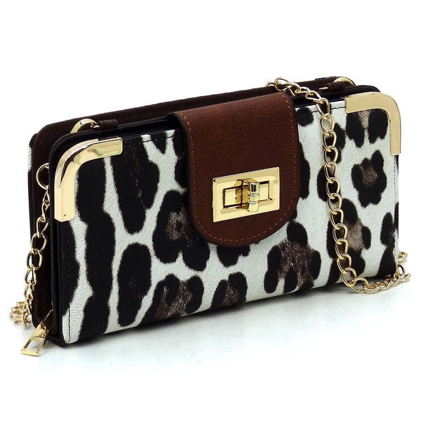 Fashion Turn Lock Crossbody Wallet