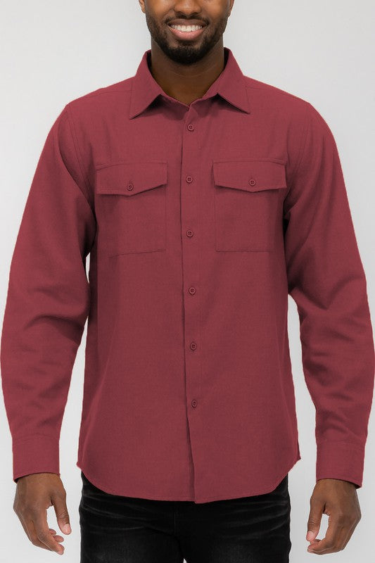 Men's Solid Flannel Shirt