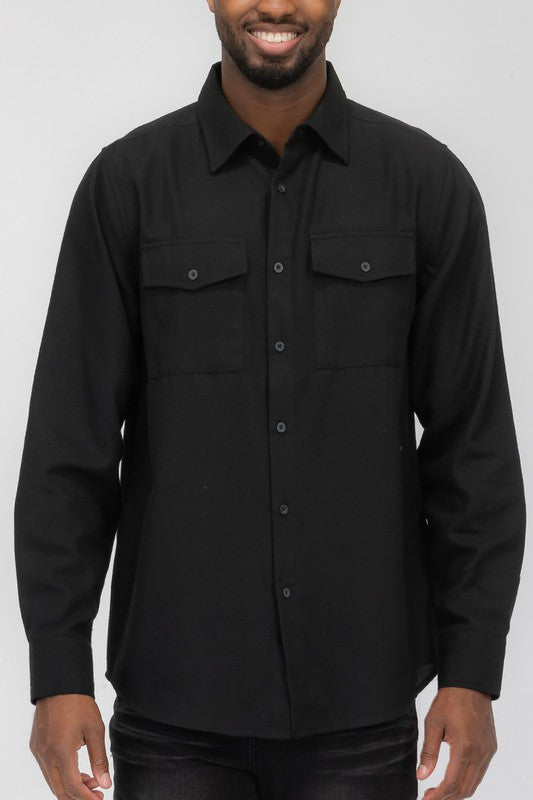 Men's Solid Flannel Shirt