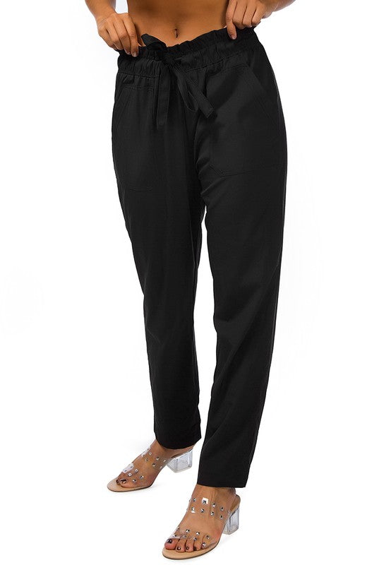 Elastic Waistband Straight Casual Pants