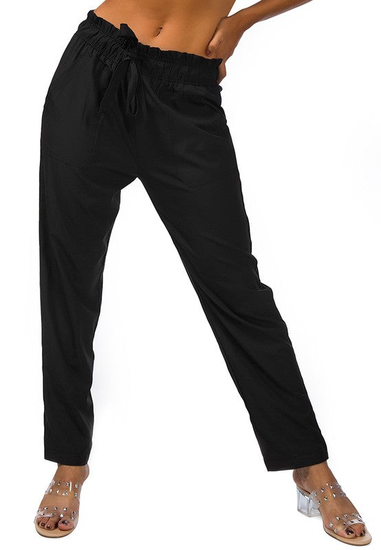 Elastic Waistband Straight Casual Pants