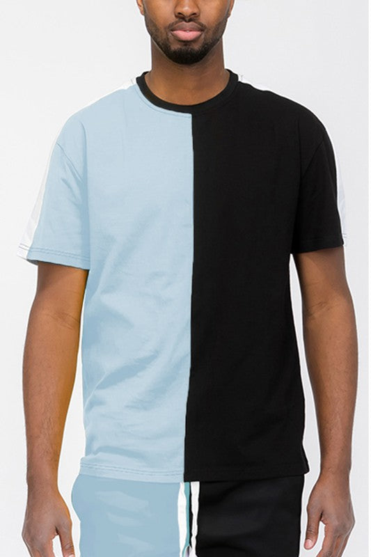 Two Tone Color Block Short Sleeve T-Shirt