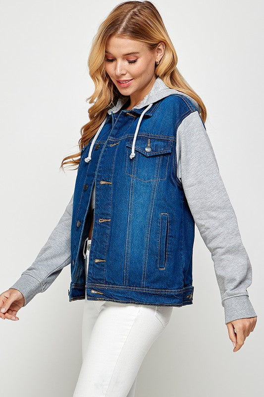 Women's Denim  Jacket with Fleece Hoodiest