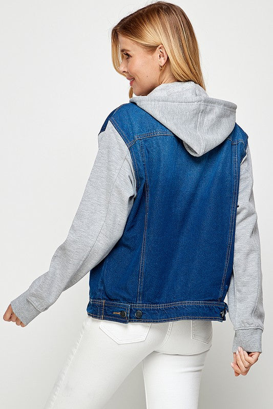 Women's Denim  Jacket with Fleece Hoodiest