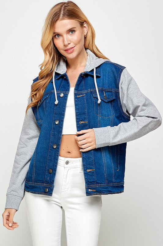 Women's Denim  Jacket with Fleece Hoodiest