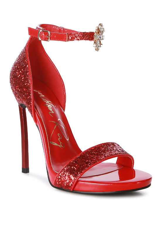 Straight Fire High Heeled Glitter Sandals