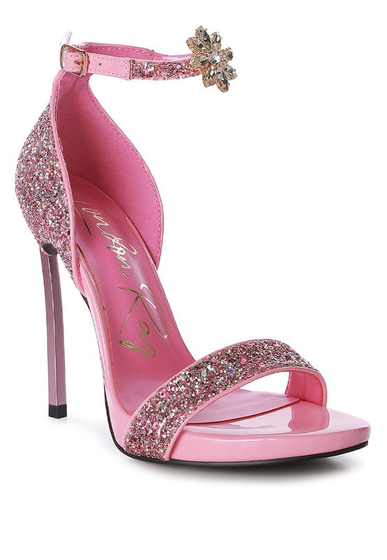 Straight Fire High Heeled Glitter Sandals