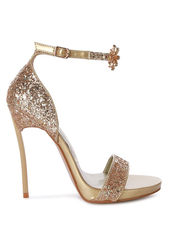 Straight Fire High Heeled Glitter Sandals