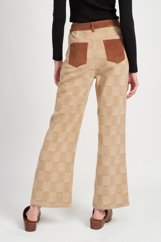 PLAID WIDE LEG PANTS