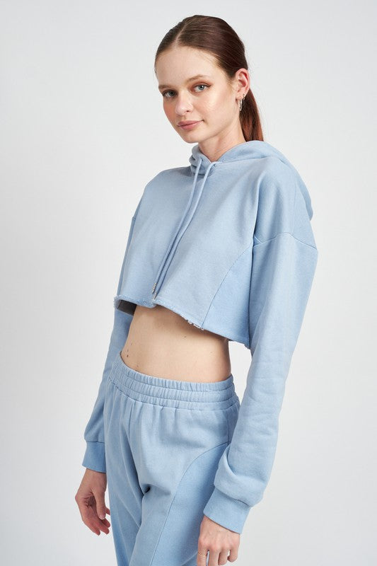 CROPPED HOODIE WITH DRAWSTRINGS