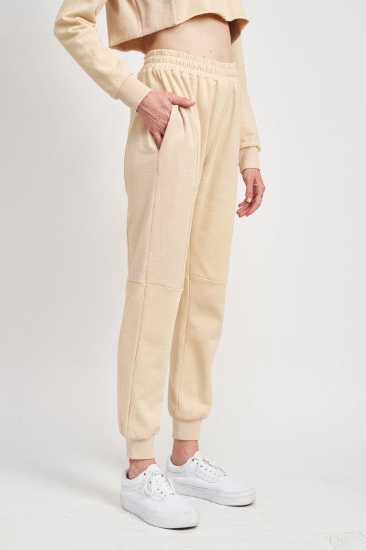 RIB CONTRAST JOGGER PANTS