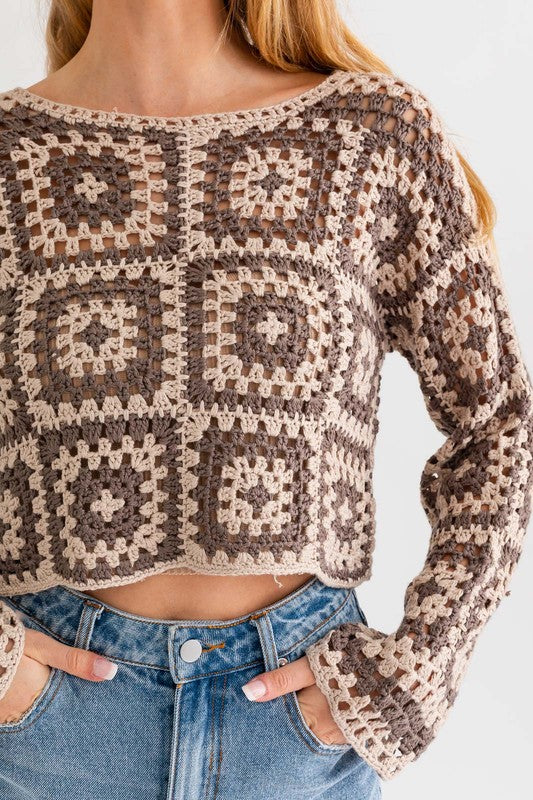 LONG SLEEVE CROCHET TOP