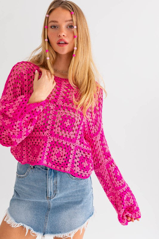 LONG SLEEVE CROCHET TOP