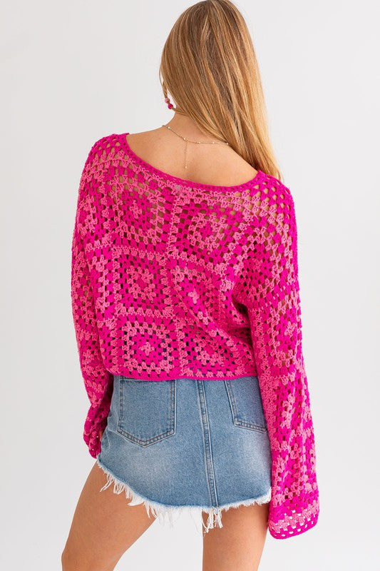 LONG SLEEVE CROCHET TOP