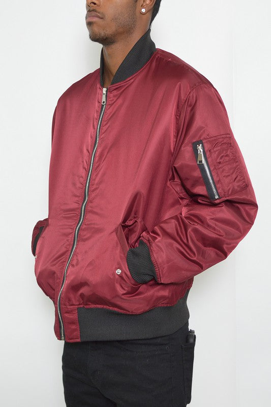 Mens Solid Padded Bomber Jacket