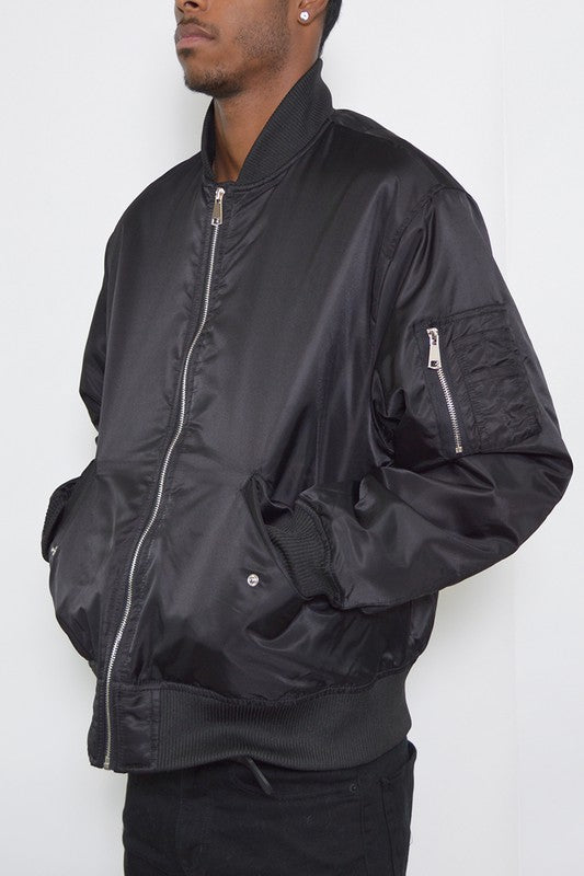 Men's Solid Padded Bomber Jacket