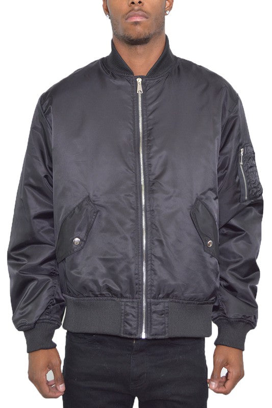 Men's Solid Padded Bomber Jacket