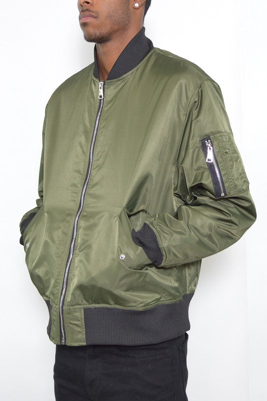 Men's Solid Padded Bomber Jacket