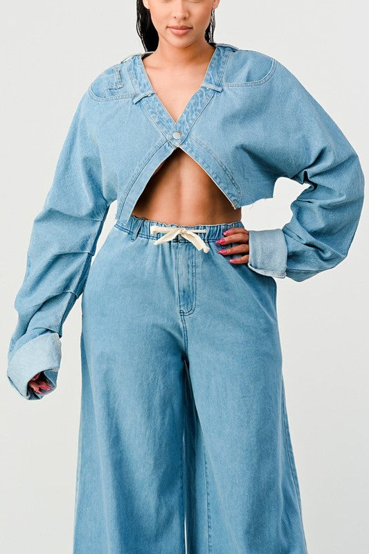 Athina irregular denim top