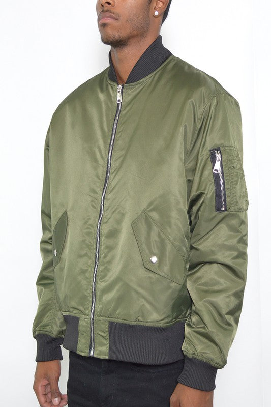 Men's Solid Padded Bomber Jacket