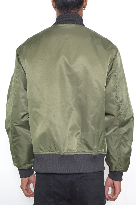 Men's Solid Padded Bomber Jacket