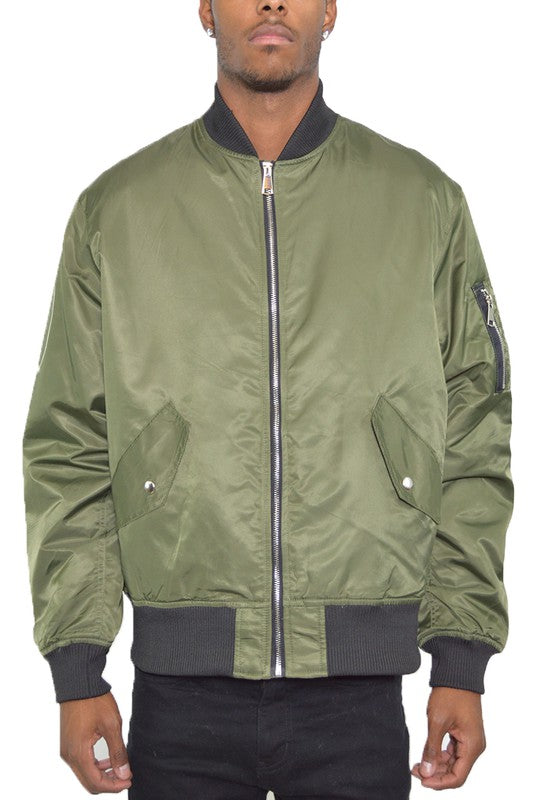 Men's Solid Padded Bomber Jacket