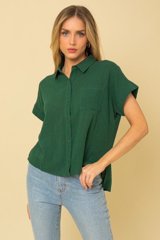 SHORT SLEEVE BUTTON DOWN BLOUSE