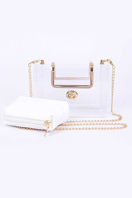 2 In 1 Convertible Clear Clutch Bag