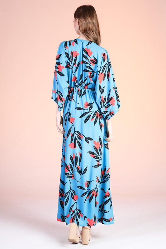 Havana Fern Print Kimono Maxi Dress