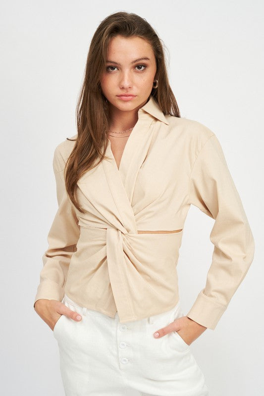 LONG SLEEVE TWIST FRONT TOP