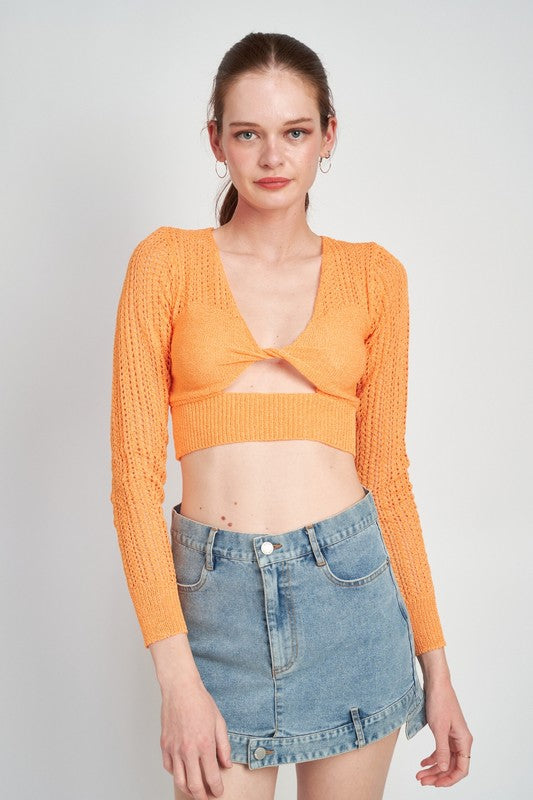 CROCHET CROPPED TOP WITH TWIST FRONT DETAIL