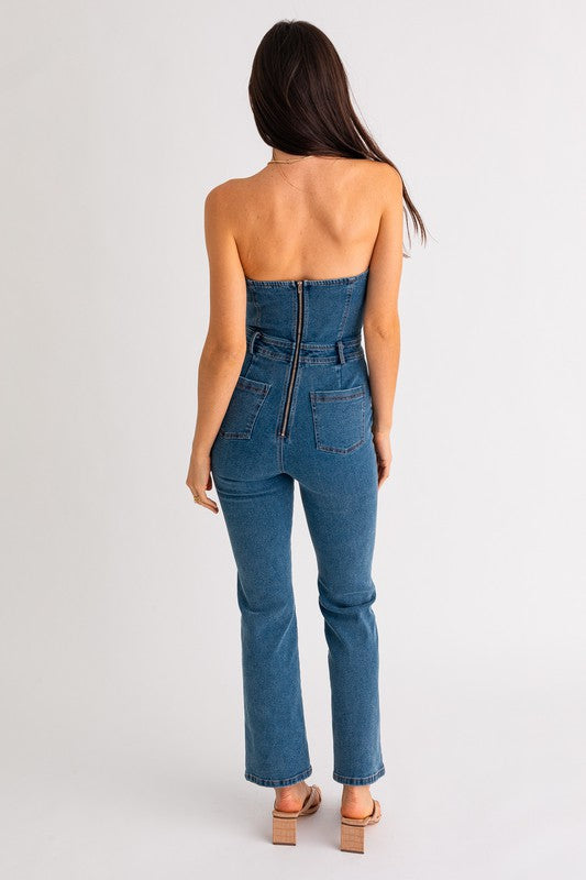 Women's Tube Denim Jumpsuit