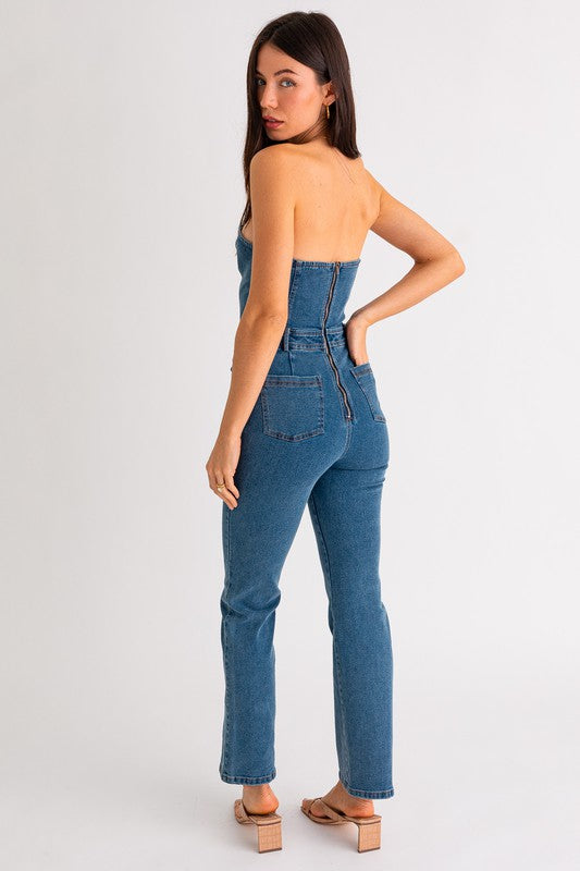 Women's Tube Denim Jumpsuit