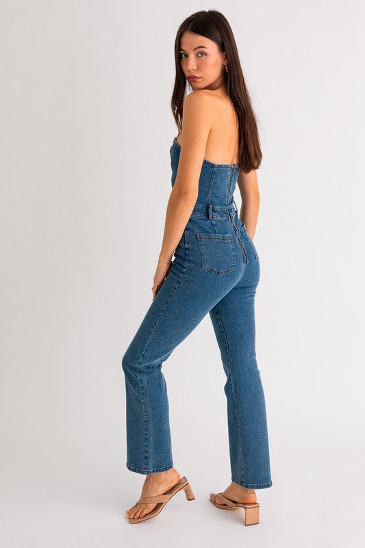 Women's Tube Denim Jumpsuit