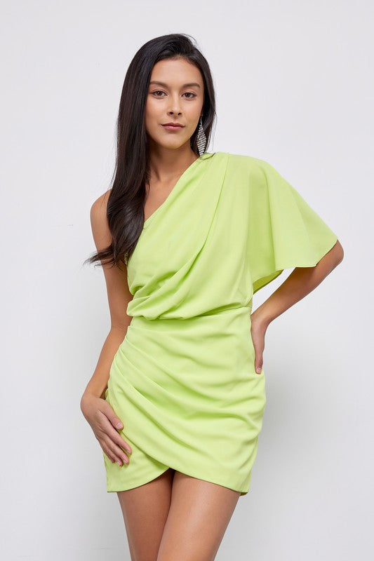 ONE SHOULDER WRAP DRESS