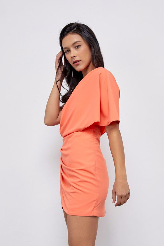 ONE SHOULDER WRAP DRESS