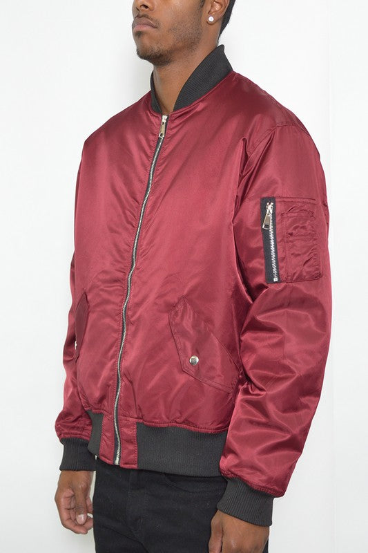 Men's Solid Padded Bomber Jacket