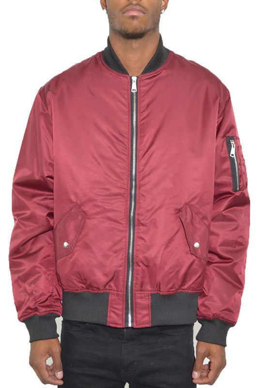 Men's Solid Padded Bomber Jacket