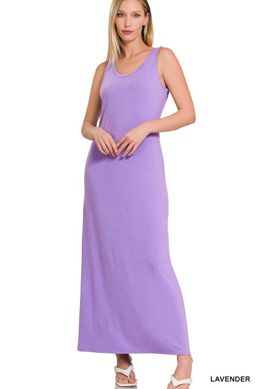 Sleeves Flared Scoop Neck Maxi Dress