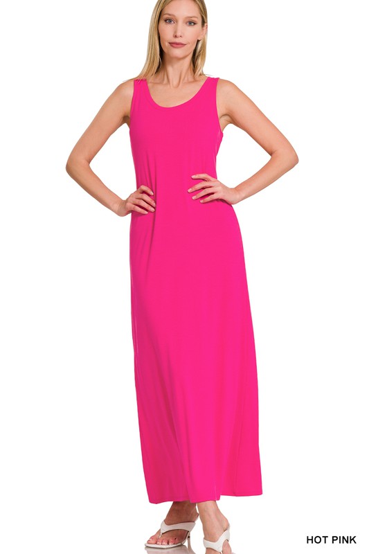 Sleeves Flared Scoop Neck Maxi Dress