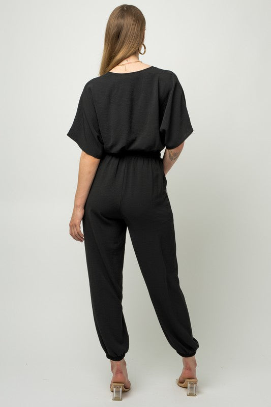 Dolman Sleeve Surplice Jumpsuit