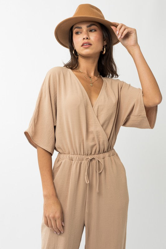 Dolman Sleeve Surplice Jumpsuit